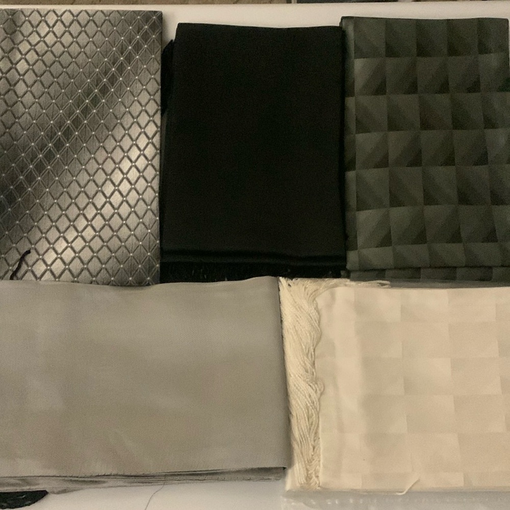 Five dress scarves